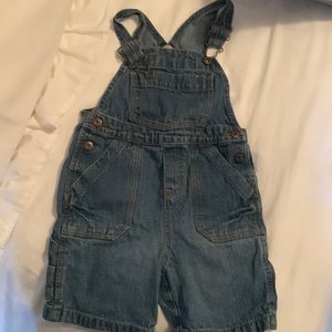 Denim overall shorts